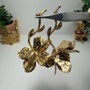 Zara Sculptural 3D Floral Statement Earrings Gold Tone NWOT